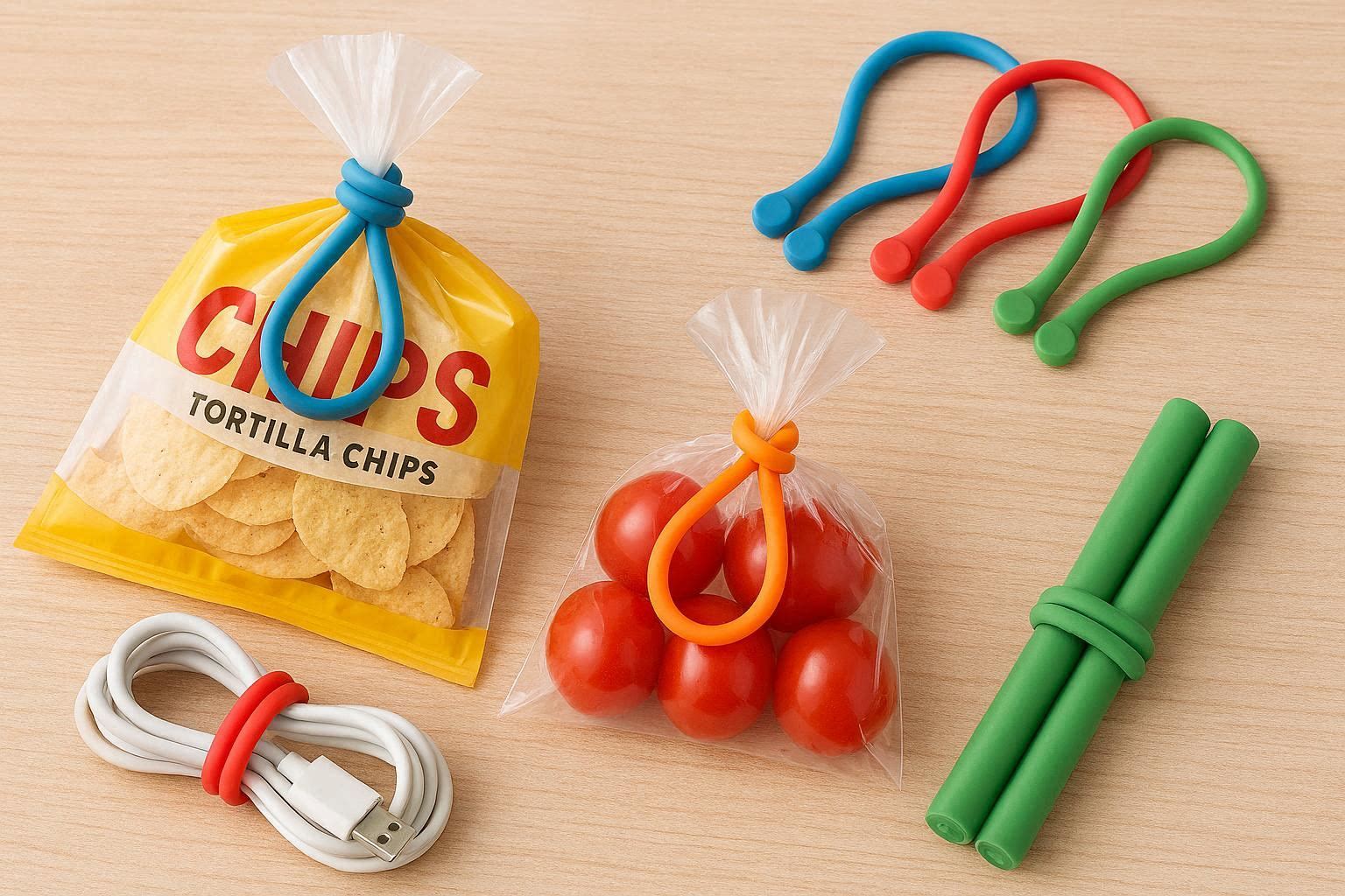 Silicone Magnetic Cable Ties Multi Functional Bag Sealing Clips Reusable Twist Ties For Food Storage Organization - Image 1