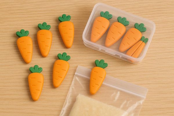 Cute Carrot Shape Food Sealing Clips With Transparent Storage Box Plastic Bag Clamps For Creative Kitchen Organization