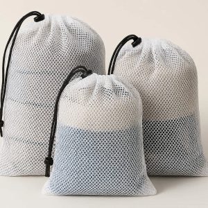 Reusable Mesh Laundry Bags With Drawstring Closure Durable Heavy Duty Travel Storage Organizer For Clothing