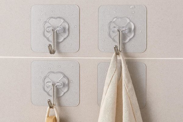 Heavy Duty Adhesive Wall Hooks Waterproof Transparent Utility Hangers For Bathroom Kitchen Towel Robe Coat Holder