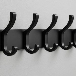 Premium Matte Black Coat Hooks Wall Mounted Heavy Duty Metal Robe Hanger For Modern Entryway Bathroom Bedroom