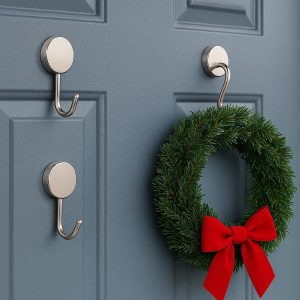 Magnetic Wreath Hooks For Front Door Ultra Strong Neodymium Magnet Hangers For Metal Surface Grill Refrigerator