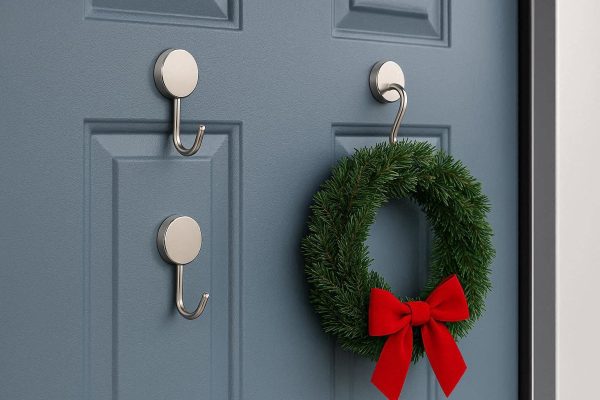 Magnetic Wreath Hooks For Front Door Ultra Strong Neodymium Magnet Hangers For Metal Surface Grill Refrigerator