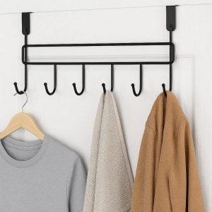 Over The Door Hooks Organizers Heavy Duty Metal Hanging Rack With Multiple Pegs For Clothes Towel Coat