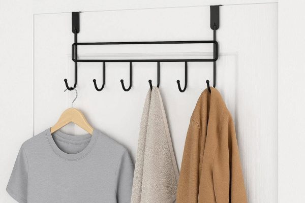 Over The Door Hooks Organizers Heavy Duty Metal Hanging Rack With Multiple Pegs For Clothes Towel Coat