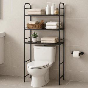 Over The Toilet Storage Rack Space Saving Bathroom Organizer Shelf Multi Functional Metal Standing Display Tower